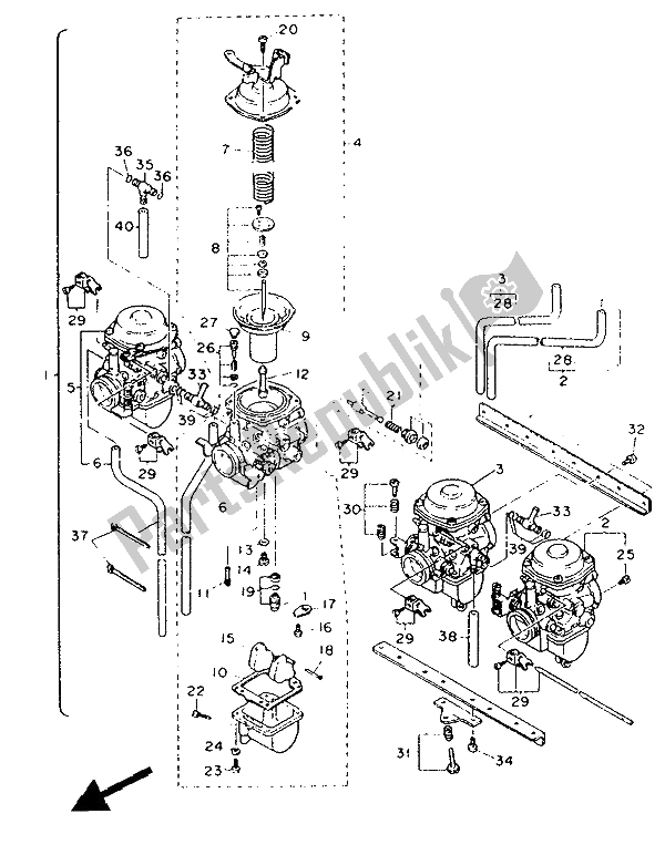 Tutte le parti per il Carburatore del Yamaha FJ 1200A 1991