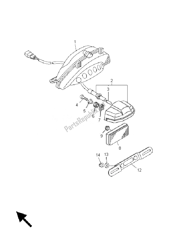 Tutte le parti per il Fanale Posteriore del Yamaha VMX 17 1700 2010