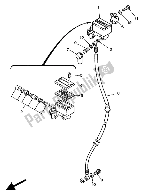 All parts for the Front Master Cylinder of the Yamaha XV 250 Virago 1992