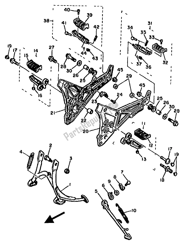 Todas as partes de Suporte E Apoio Para Os Pés do Yamaha FJ 1100 1985