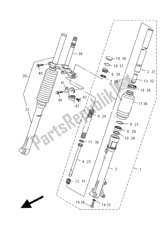 All parts for the Front Fork of the Yamaha TT R 125 SW LW 2012