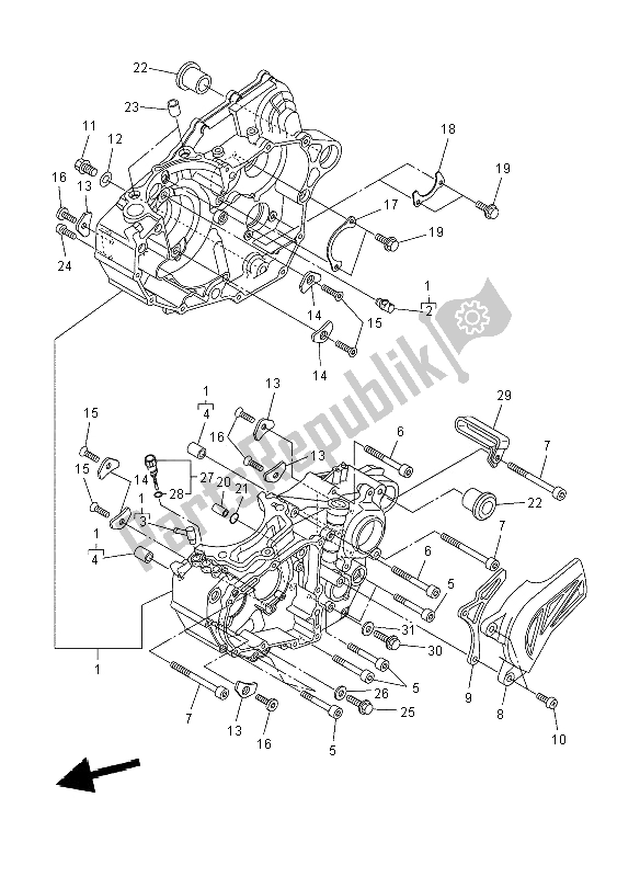 All parts for the Crankcase of the Yamaha YZ 450F 2008