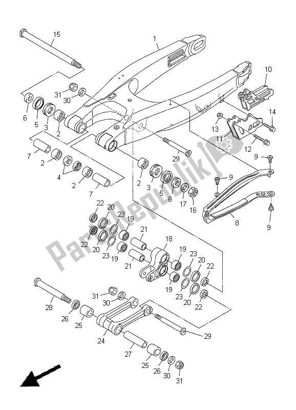 Tutte le parti per il Braccio Posteriore del Yamaha YZ 250F 2012