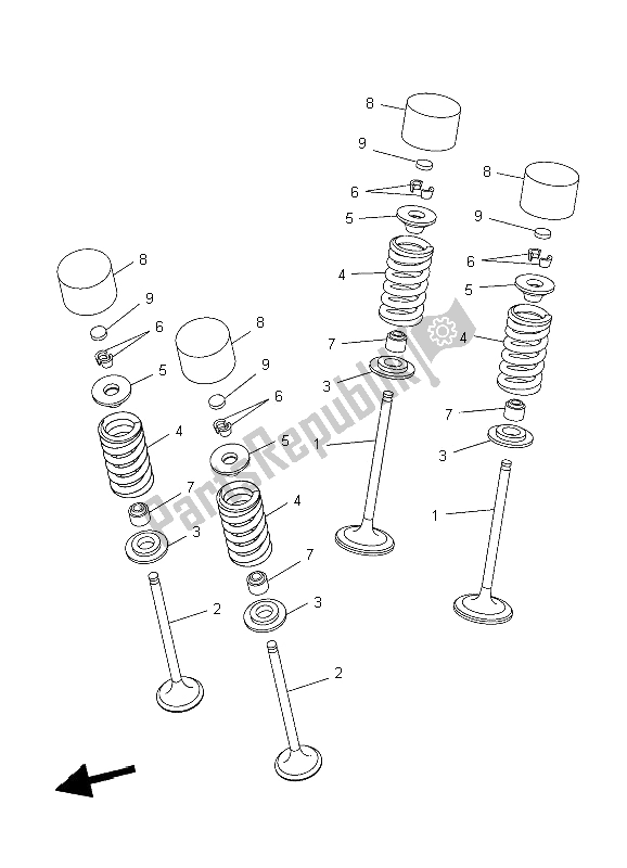 All parts for the Valve of the Yamaha WR 250X 2009