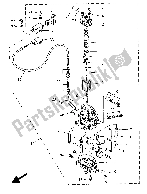 Todas as partes de Carburador do Yamaha TZR 125 1997