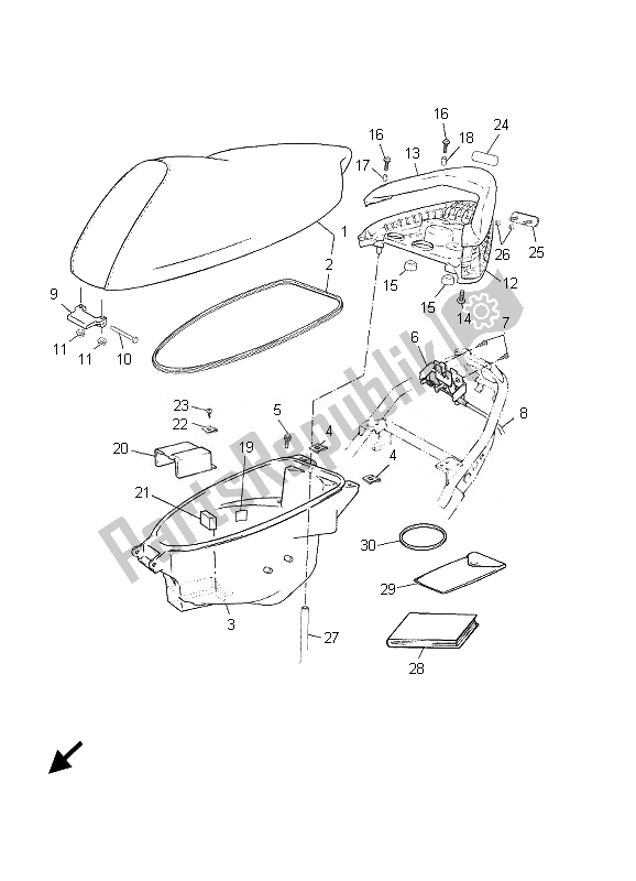 All parts for the Seat of the Yamaha CS 50R AC JOG 2007