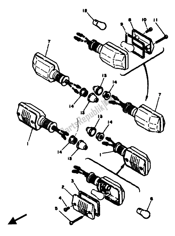 Todas las partes para Luz Intermitente de Yamaha RD 350F 1985