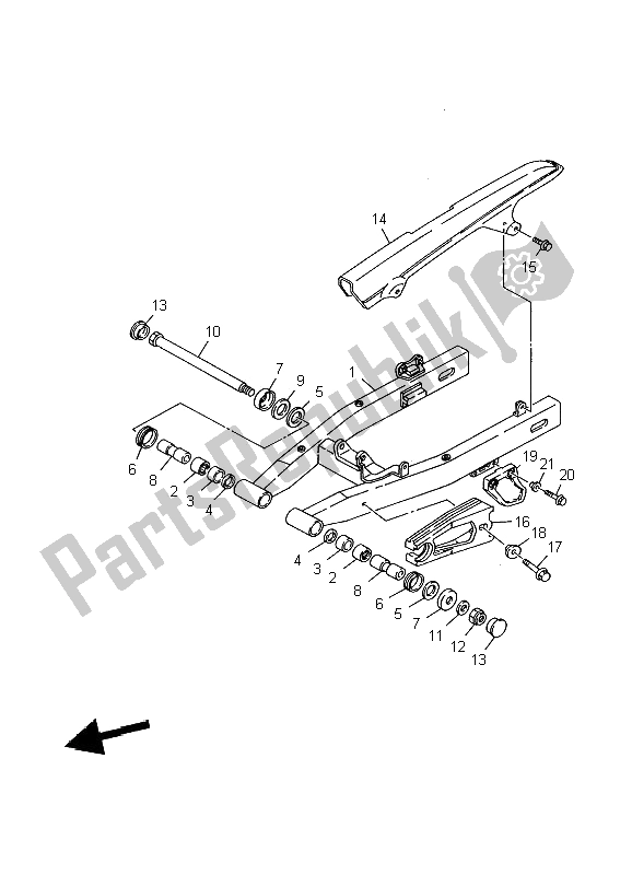 All parts for the Rear Arm of the Yamaha TDR 125 2002