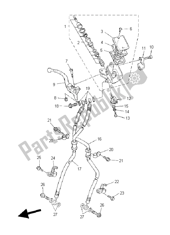 All parts for the Front Master Cylinder of the Yamaha XJR 1300 2008