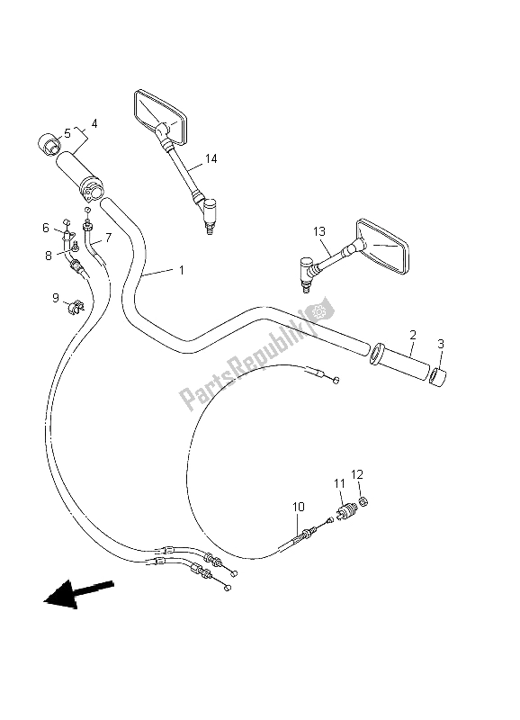 All parts for the Steering Handle & Cable of the Yamaha XVS 650 Dragstar 2002