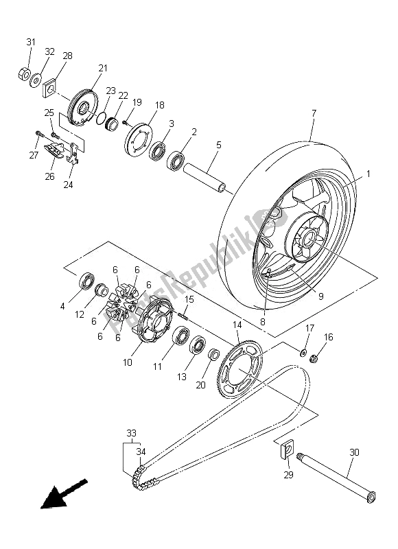 All parts for the Rear Wheel of the Yamaha FZ8 NA 800 2013