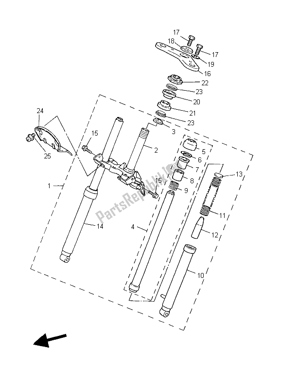All parts for the Front Fork of the Yamaha PW 50 2006