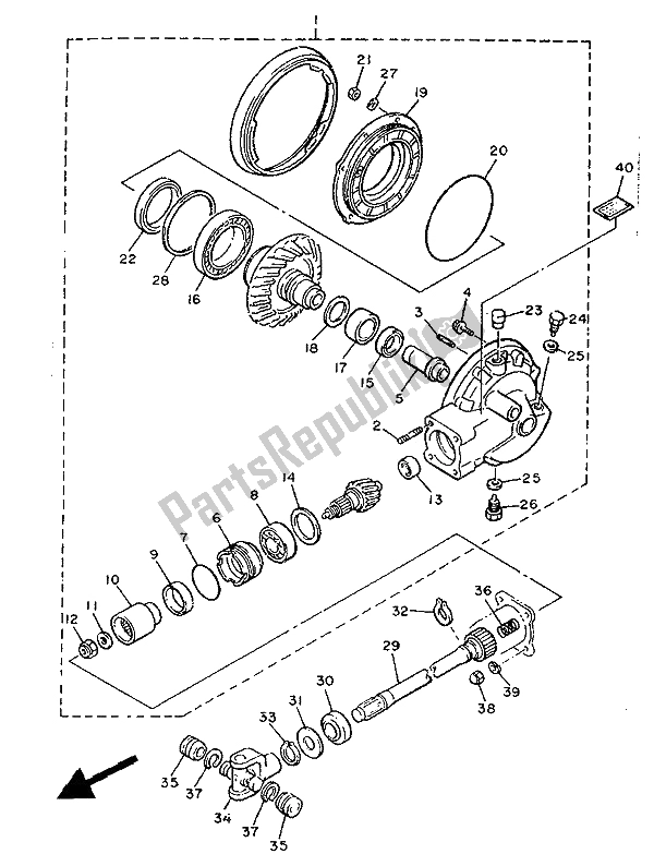 All parts for the Drive Shaft of the Yamaha XVZ 13 TD Venture Royal 1300 1989