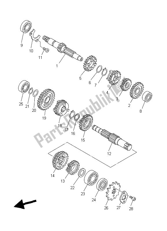 All parts for the Transmission of the Yamaha TT R 125 SW LW 2004