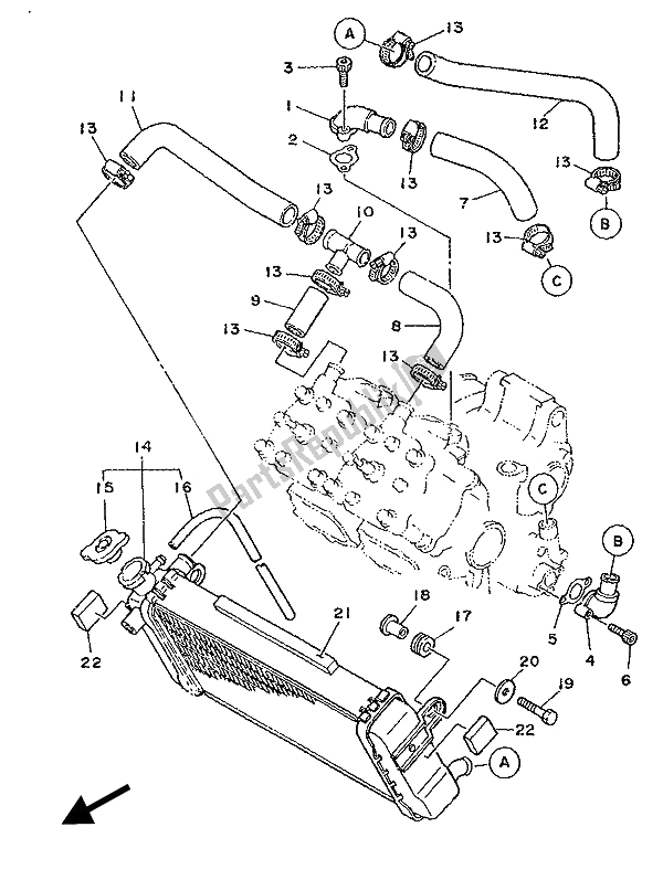 Toutes les pièces pour le Tuyau De Radiateur du Yamaha TZ 250 1989