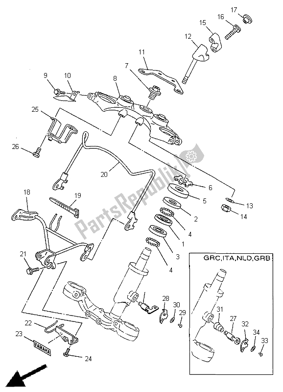 Todas las partes para Direccion de Yamaha XV 535 Virago 1998