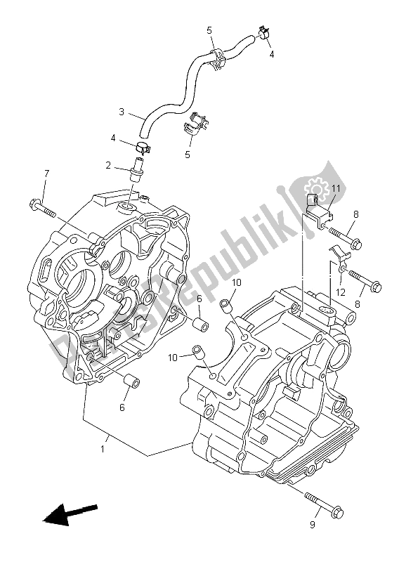 All parts for the Crankcase of the Yamaha TT R 125E SW LW 2009