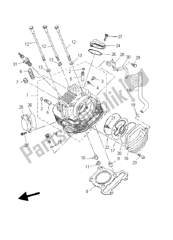 Toutes les pièces pour le Culasse du Yamaha YFM 250 Bear Tracker 2X4 2002