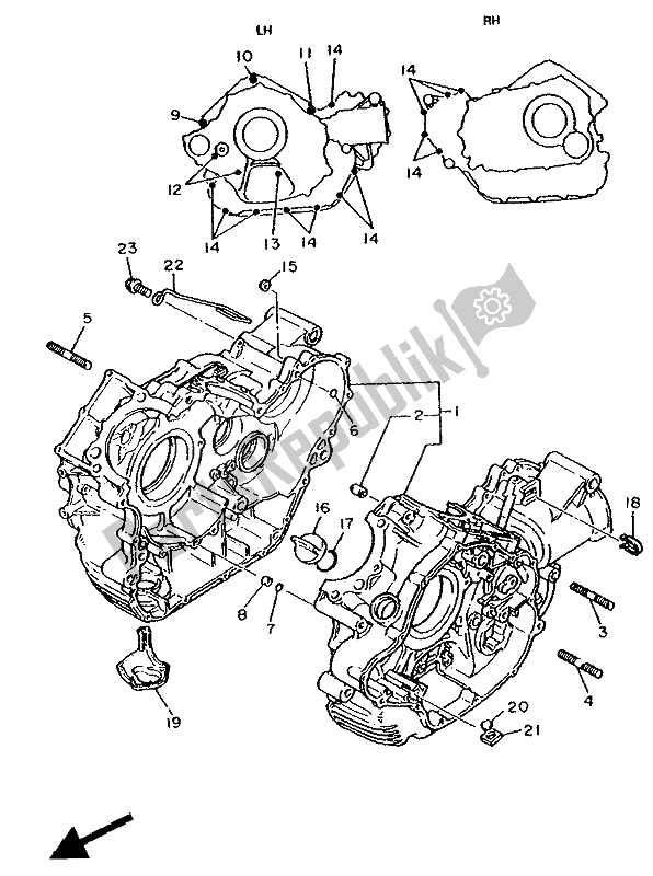 All parts for the Crankcase of the Yamaha XV 1100 Virago 1992