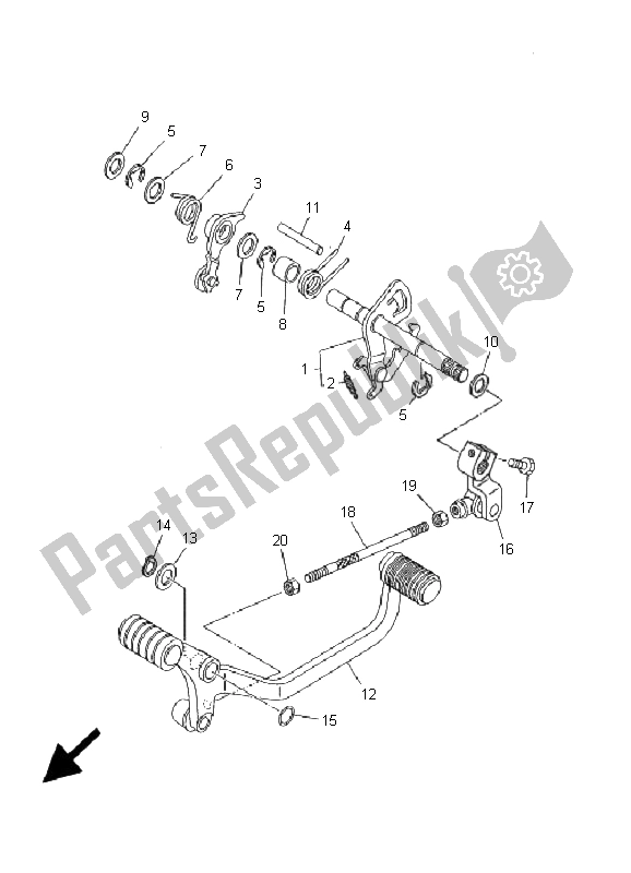 Toutes les pièces pour le Arbre De Changement du Yamaha XVS 1100A Dragstar Classic 2001