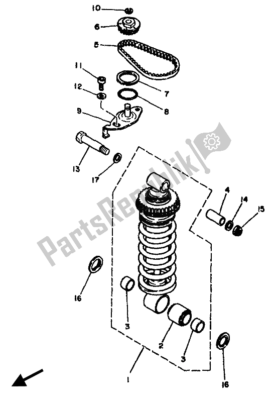 Todas las partes para Suspensión Trasera de Yamaha RD 350F 1985