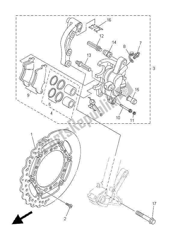 Tutte le parti per il Pinza Freno Anteriore del Yamaha YZ 250F 2014