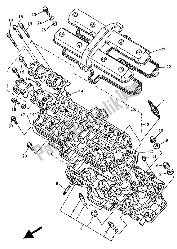 Alle onderdelen voor de Cilinderkop van de Yamaha YZF 750R 1993