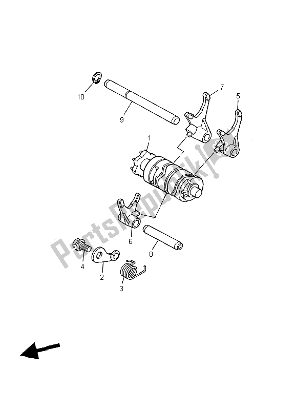 All parts for the Shift Cam & Fork of the Yamaha TDR 125 2002