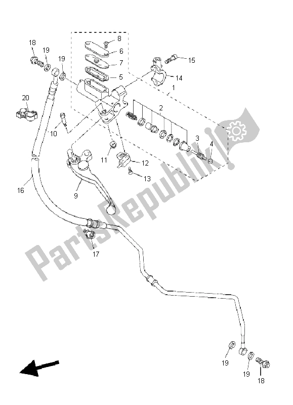 All parts for the Front Master Cylinder 2 of the Yamaha VMX 17 1700 2011