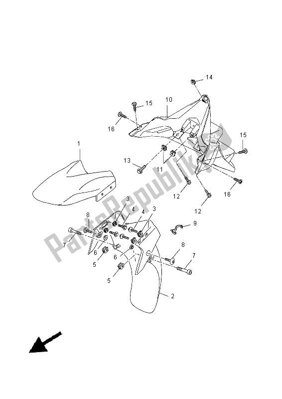 Tutte le parti per il Parafango del Yamaha YP 400R 2015