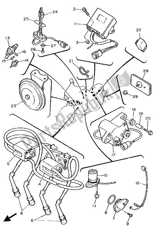 Toutes les pièces pour le électrique 1 du Yamaha FZR 1000 1993