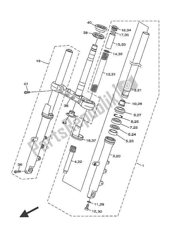 All parts for the Front Fork of the Yamaha AJS6 SAP 2016