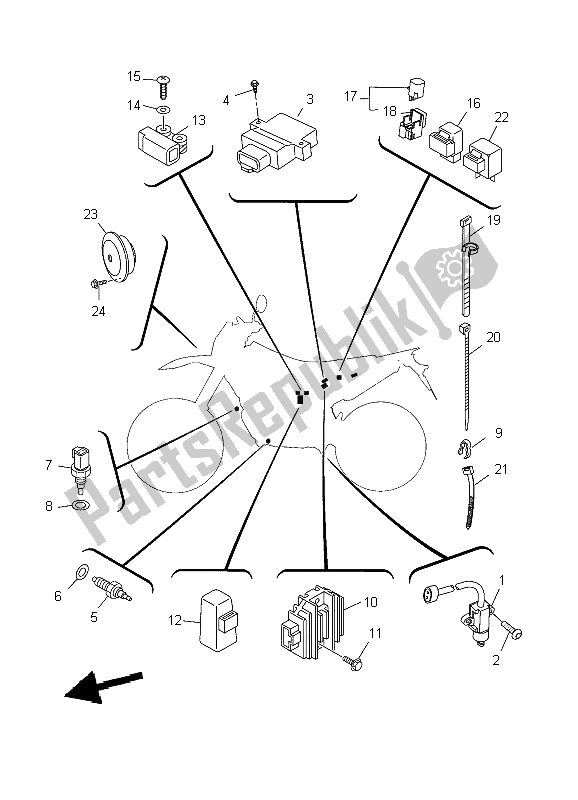 Todas las partes para Eléctrico 2 de Yamaha WR 125R 2009