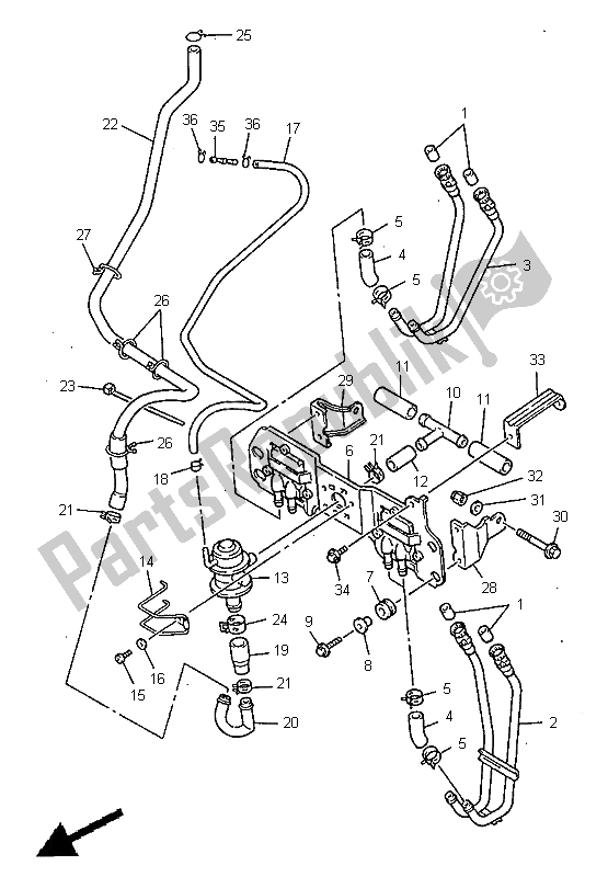 Alle onderdelen voor de Lucht Inductie Systeem van de Yamaha YZF 600R Thundercat 1998