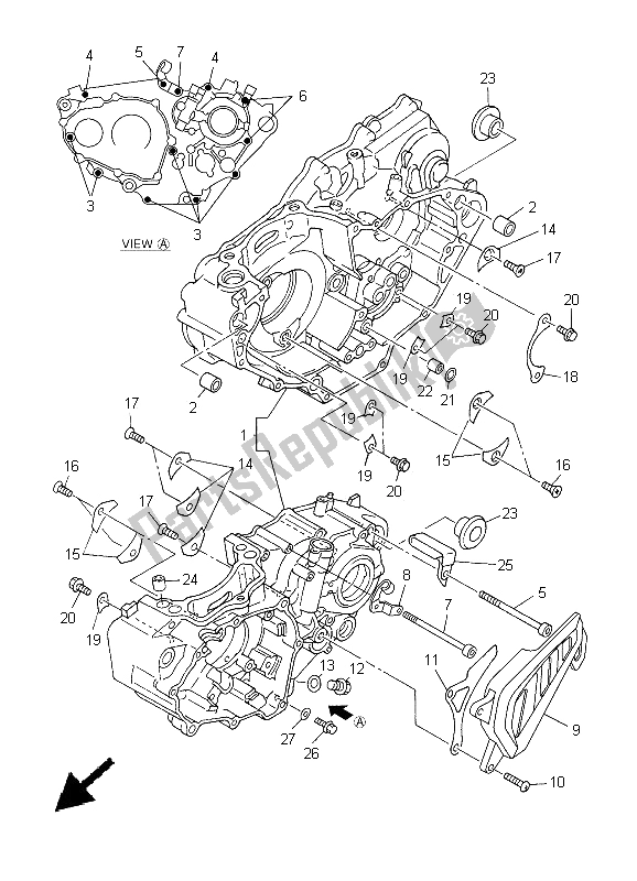 All parts for the Crankcase of the Yamaha YZ 450F 2005