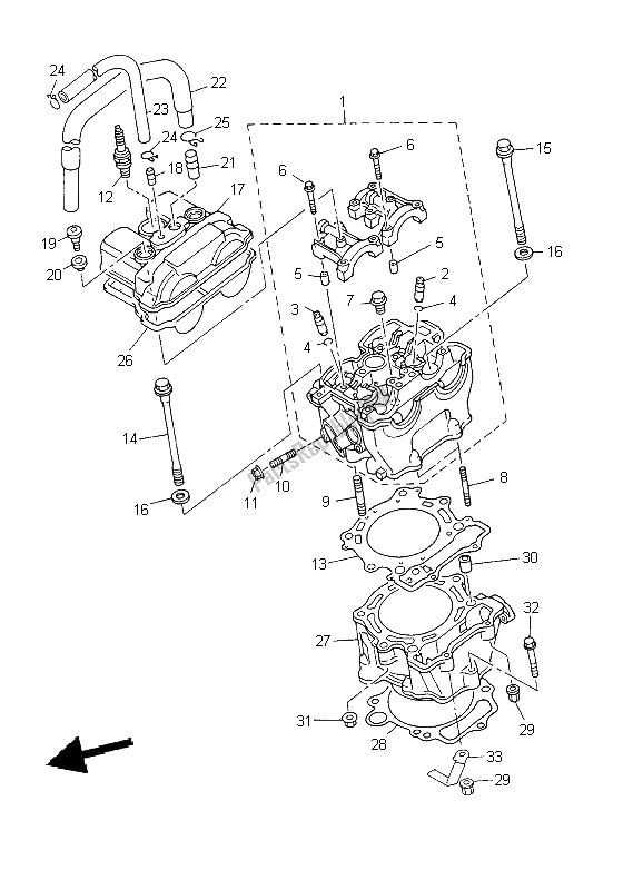 Todas las partes para Cilindro de Yamaha WR 426 400F 2002