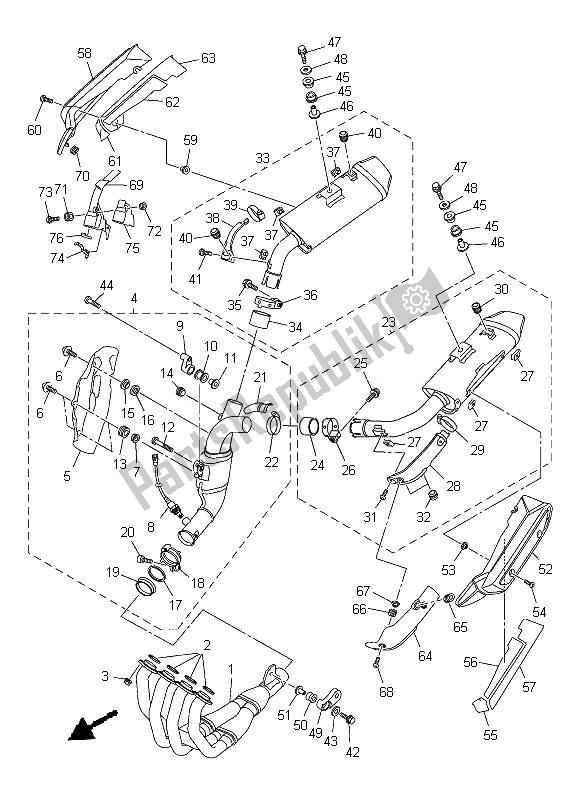 All parts for the Exhaust of the Yamaha YZF R1 1000 2013