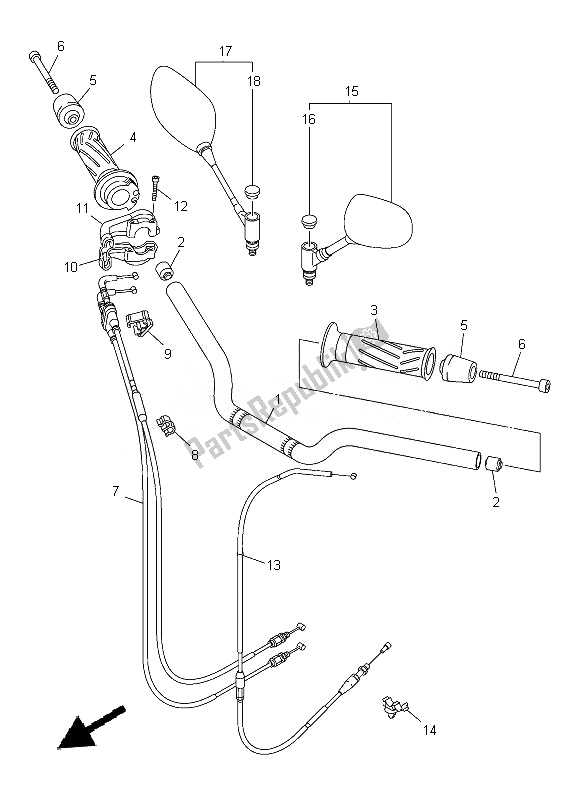 Alle onderdelen voor de Stuurhendel En Kabel van de Yamaha FZ8 NA 800 2014