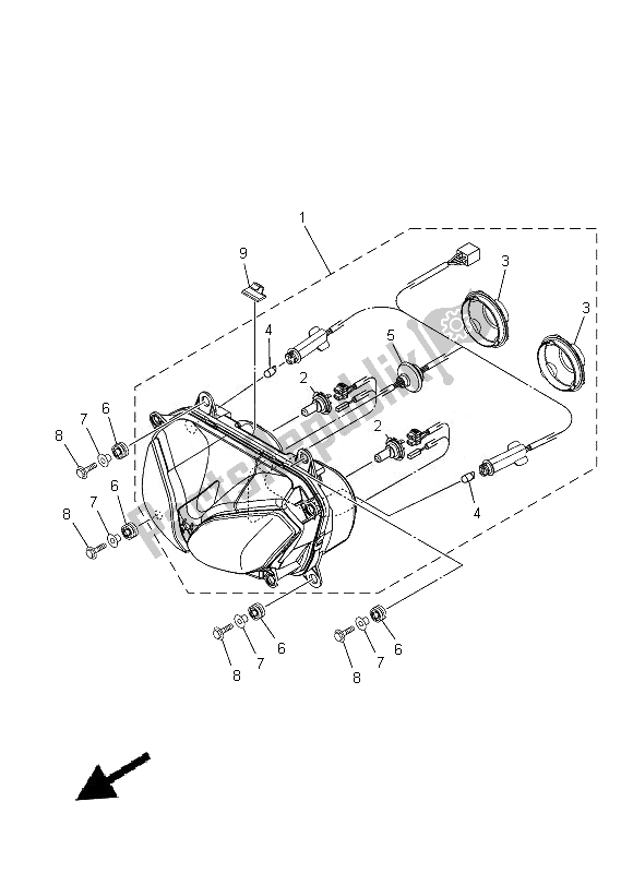 All parts for the Headlight of the Yamaha XT 1200Z 2014