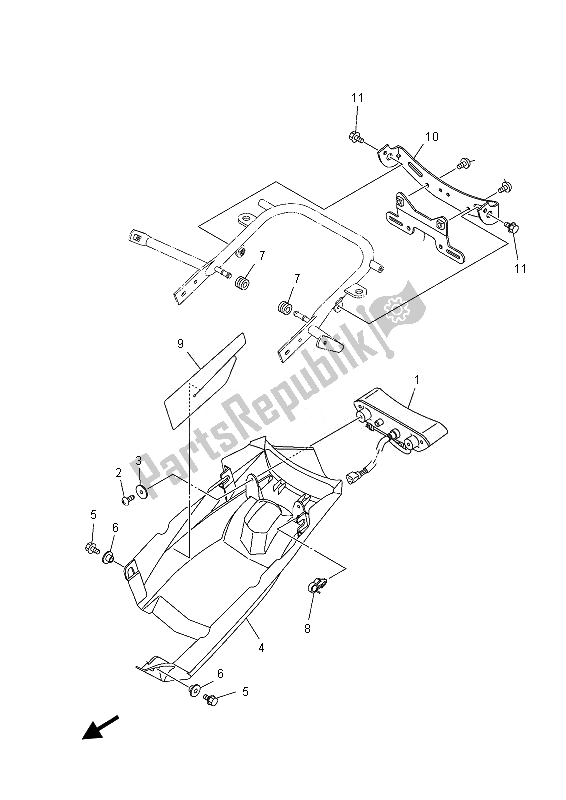 All parts for the Taillight of the Yamaha YFM 700 Rsed 2013