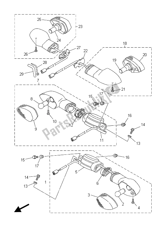 Wszystkie części do ? Wiat? O Migacza Yamaha VMX 17 1700 2015