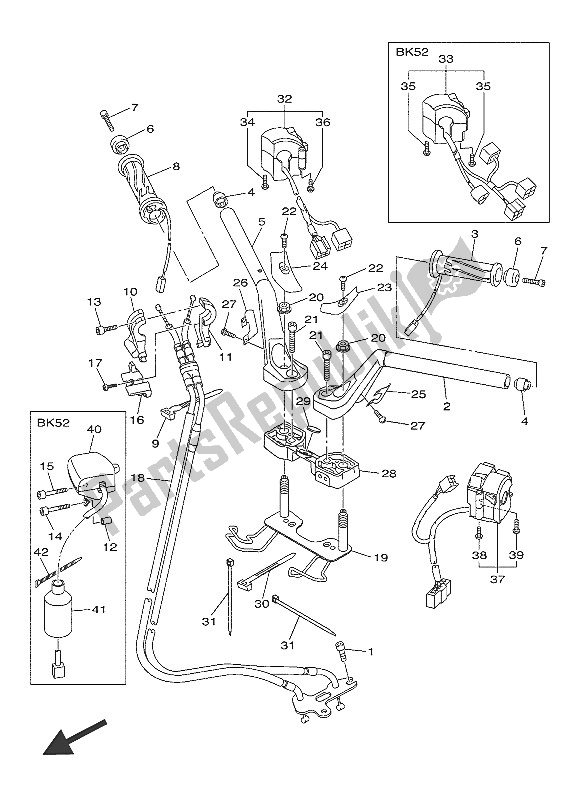 All parts for the Steering Handle & Cable of the Yamaha FJR 1300 PA 2016