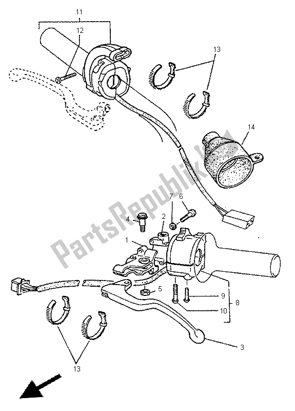 Todas las partes para Interruptor De Palanca Y Palanca de Yamaha TT 600E 1996