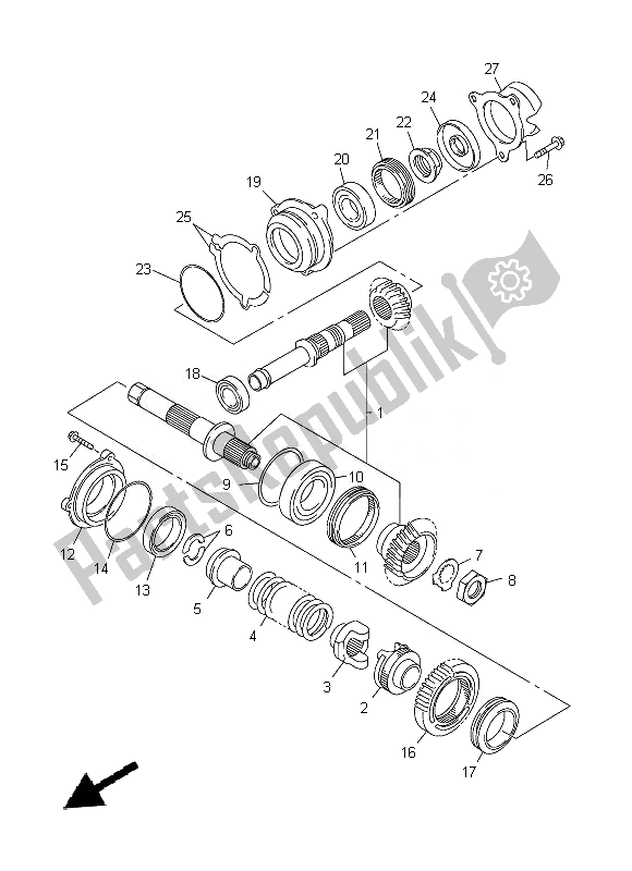 Alle onderdelen voor de Middelste Aandrijving van de Yamaha FJR 1300A 2014