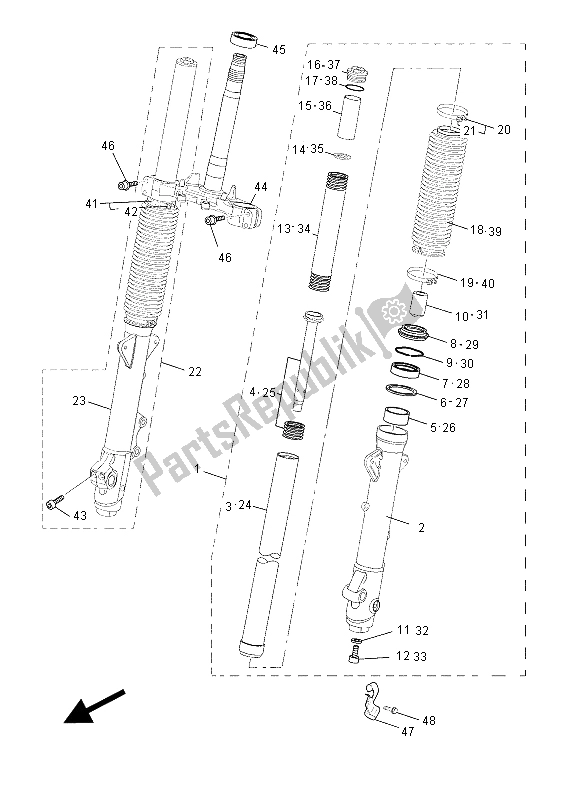 Tutte le parti per il Forcella Anteriore del Yamaha XT 660 ZA Tenere 2015