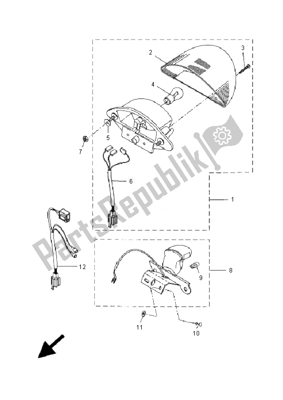 All parts for the Taillight of the Yamaha YQ 50L Aerox Race Replica 2007