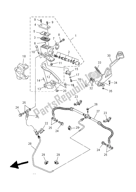 Tutte le parti per il Pompa Freno Posteriore del Yamaha YFM 550 Fwad Dpbse Grizzly 4X4 2014