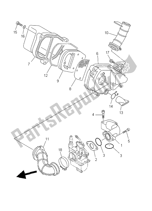All parts for the Intake of the Yamaha TT R 90 P 2002