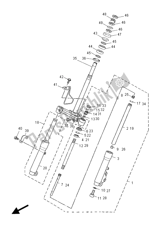 All parts for the Front Fork of the Yamaha YN 50 Neos 2012