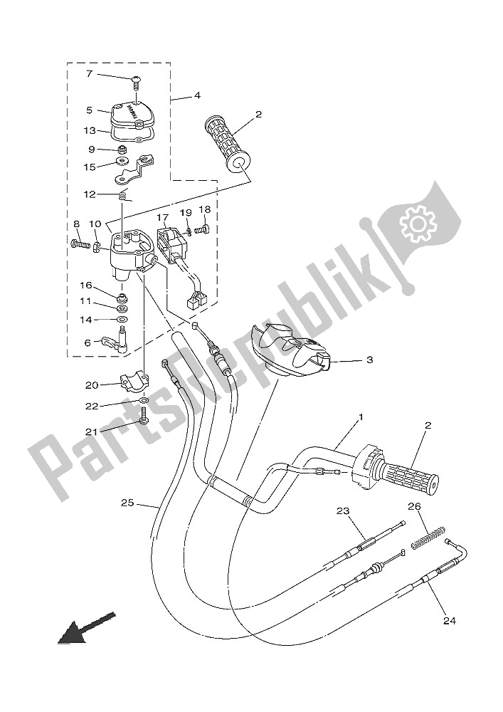 All parts for the Steering Handle & Cable of the Yamaha YFM 450 Fwad IRS Grizzly 4X4 2016